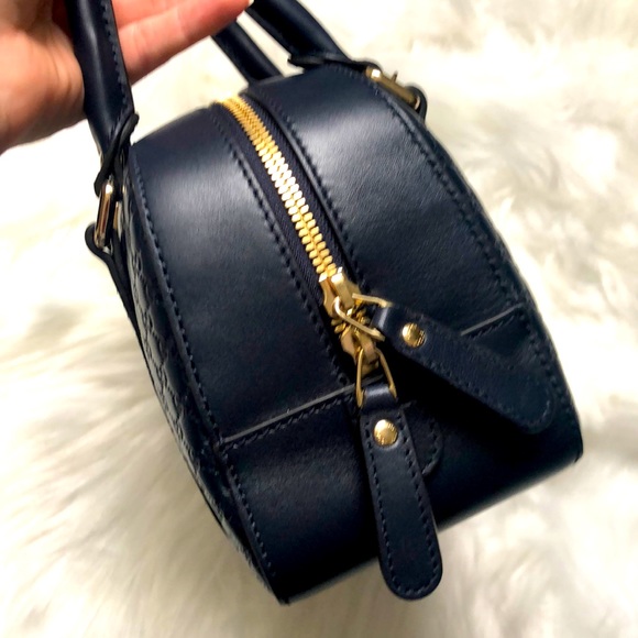 🆕💯% Auth Gucci Navy Blue Satchel Microguccissima Bag - Picture 5 of 15